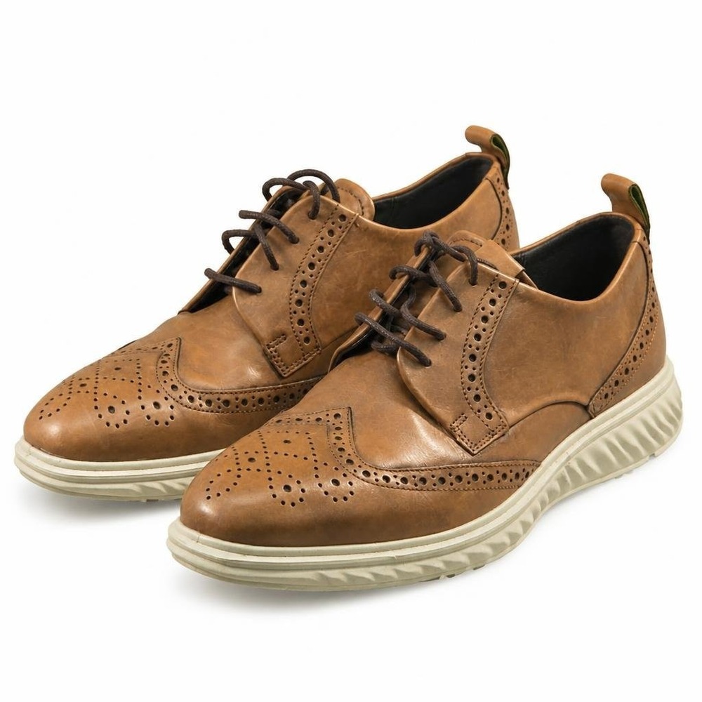 ECCO ST.1 Hybrid Wingtip Oxford Mens 8 EU 42 Brown Leather Brogue Dress Sneaker